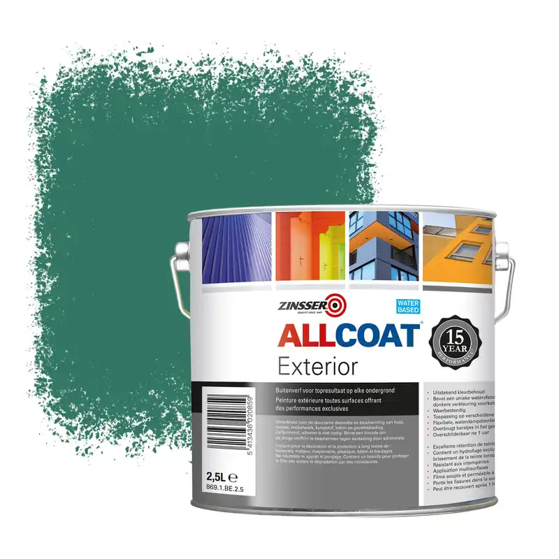 Zinsser Allcoat Exterior Muurverf RAL 6000 Patinagroen - 2,5 liter Koop Online