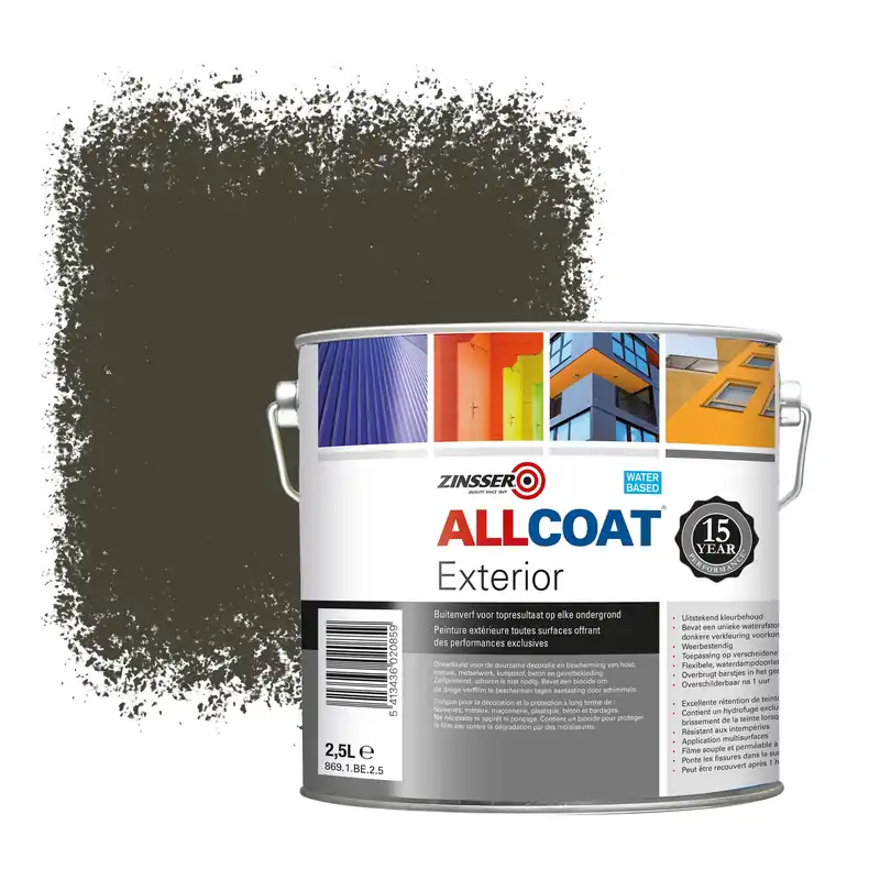 Hoge Kwaliteit Zinsser Allcoat Exterior Muurverf RAL 6014 Geel olijfgroen - 2,5 liter