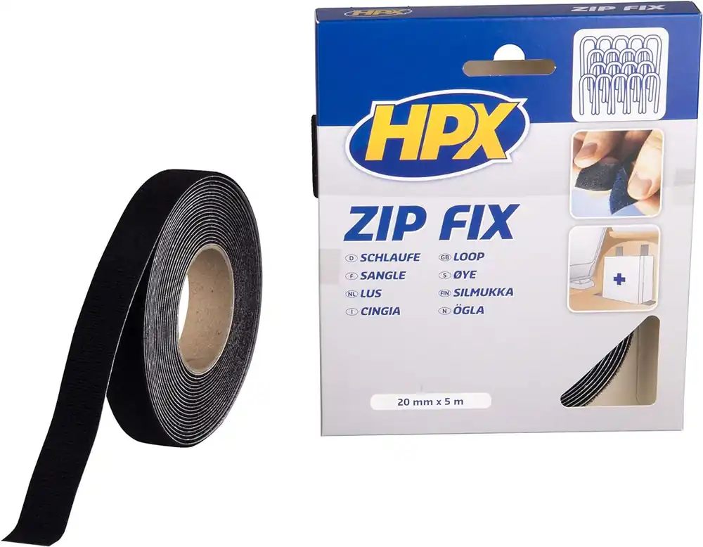 Populair HPX Klittenband (lus) ZWART 20mm - 5 meter