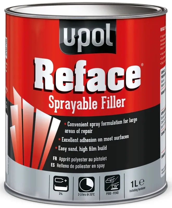 U-POL REFACE 2K Polyester Spuitplamuur 1 liter Bestel Nu