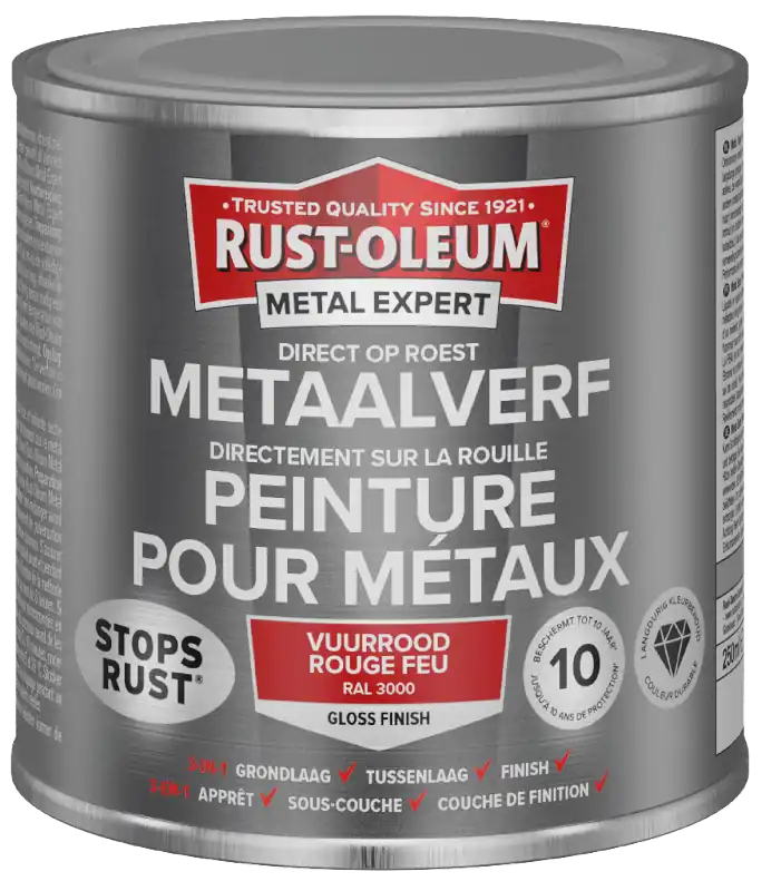 Rust-Oleum Metal Expert Direct Op Roest Metaal Verf 250ml - RAL 3000 Koopje