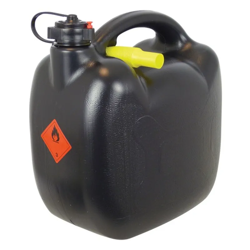 Benzinekan met schenktuit - Zwart kunststof - 5 & 10 liter Uitverkoop