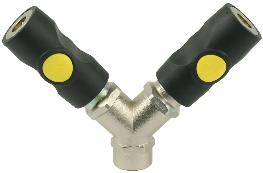 Speciale Aanbieding Prevost ASI Y-Stuk Snelkoppeling 6mm - Gele drukknop