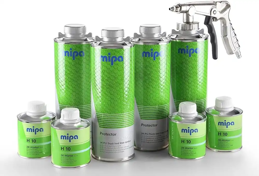 MIPA Protector Bedliner AANKLEURBAAR - Set 4 liter + Spuitpistool Uitverkoop