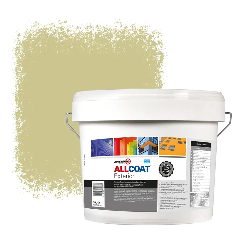 Korting Zinsser Allcoat Exterior Muurverf RAL 1000 Groenbeige - 10 liter