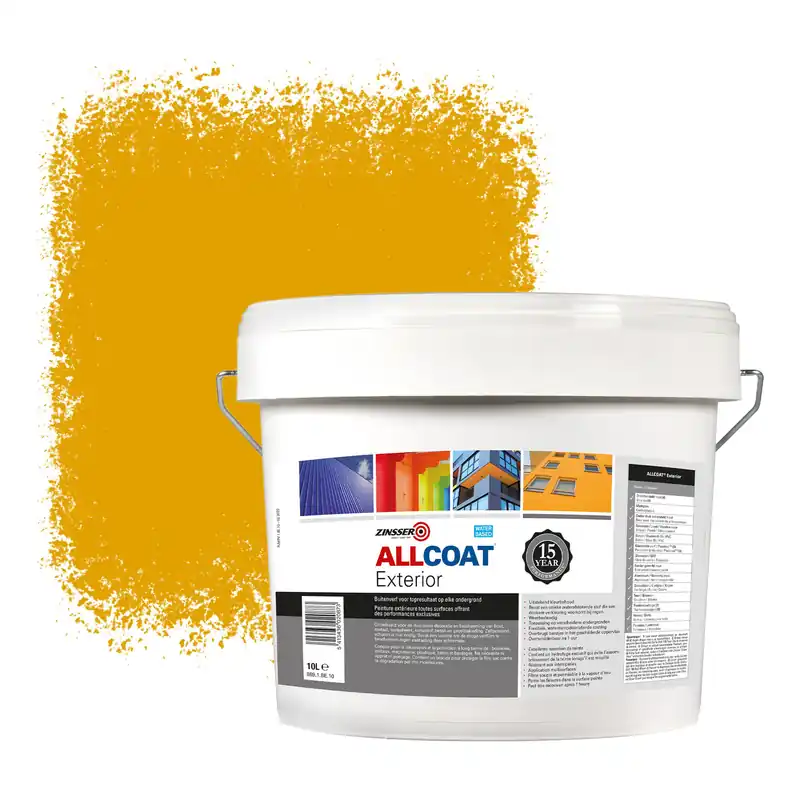 Gecertificeerd Zinsser Allcoat Exterior Muurverf RAL 1006 Maisgeel - 10 liter
