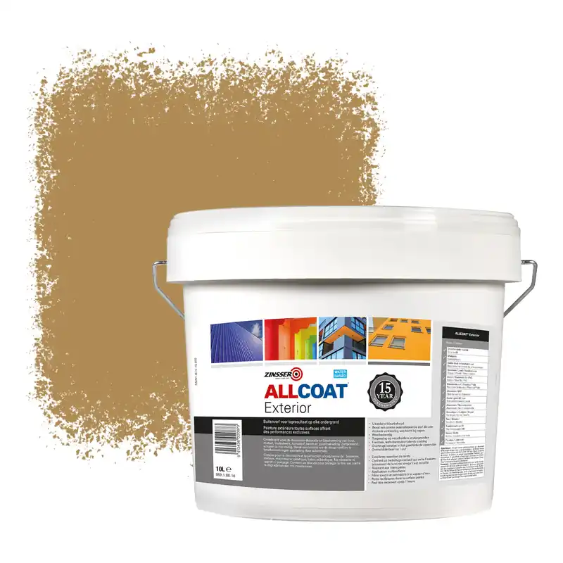 Zinsser Allcoat Exterior Muurverf RAL 1011 Bruinbeige - 10 liter Nieuw