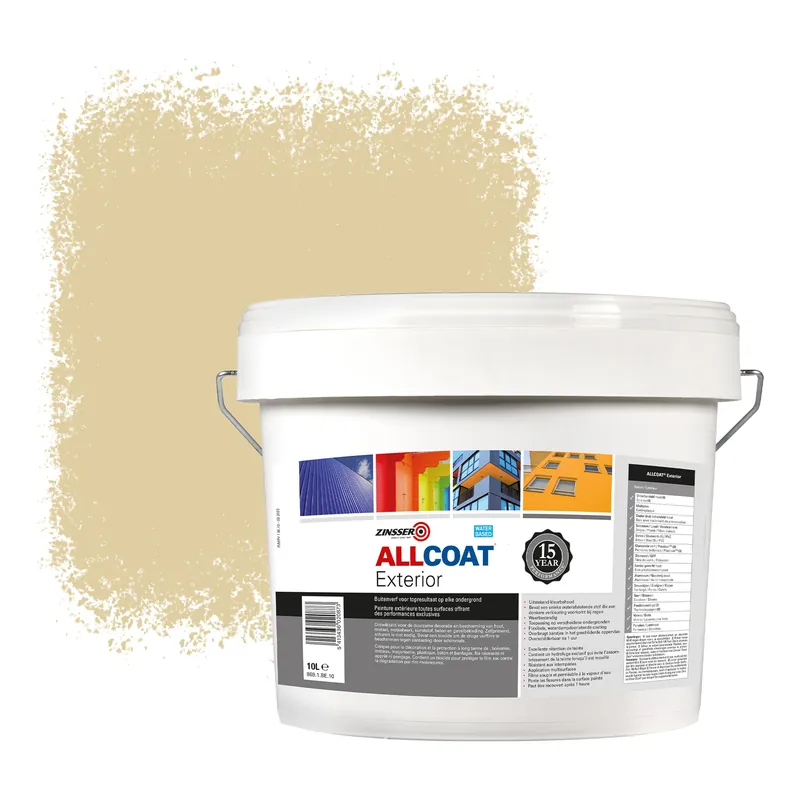 Zinsser Allcoat Exterior Muurverf RAL 1014 Ivoorkleurig - 10 liter Flitsaanbieding