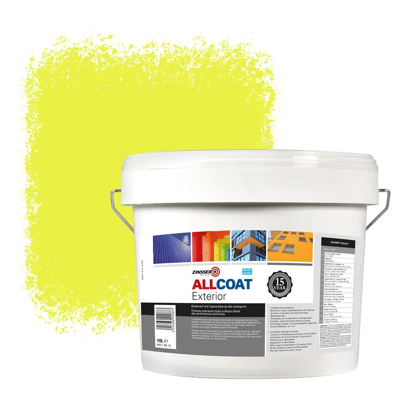 Zinsser Allcoat Exterior Muurverf RAL 1016 Zwavelgeel - 10 liter Bestseller