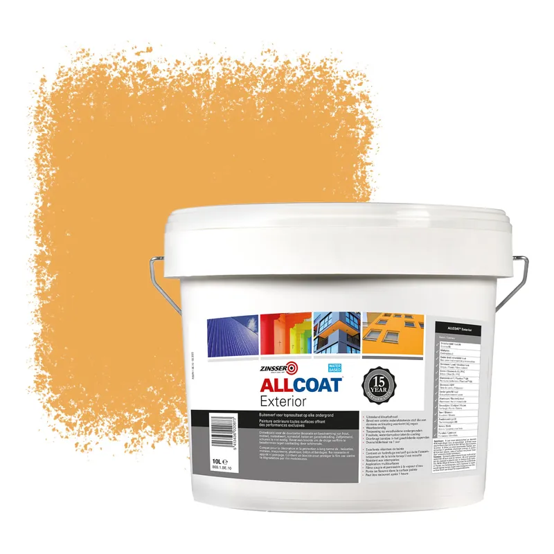 Zinsser Allcoat Exterior Muurverf RAL 1034 Pastelgeel - 10 liter Seizoensaanbieding