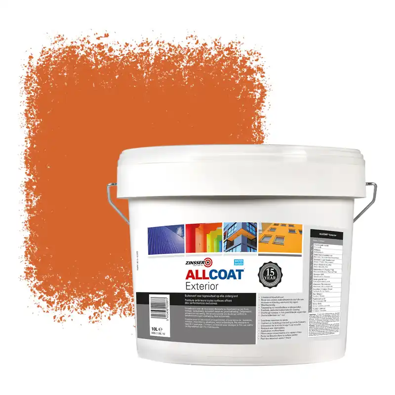 Zinsser Allcoat Exterior Muurverf RAL 2010 Signaaloranje - 10 liter Favoriet