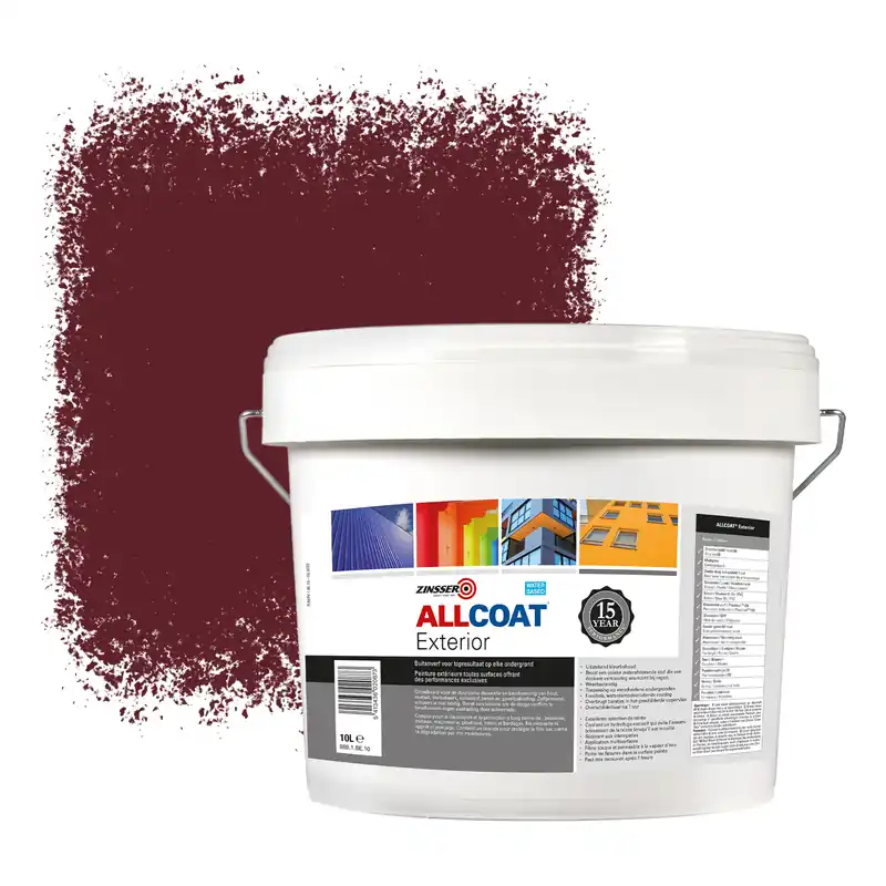 Voordeelprijs Zinsser Allcoat Exterior Muurverf RAL 3005 Wijnrood - 10 liter