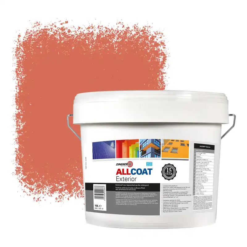 Premium Zinsser Allcoat Exterior Muurverf RAL 3022 Zalmroze - 10 liter