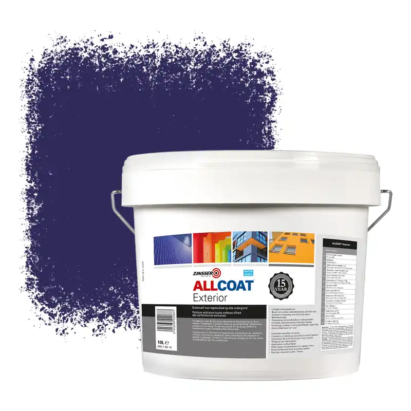 Betrouwbaar Zinsser Allcoat Exterior Muurverf RAL 5022 Nachtblauw - 10 liter