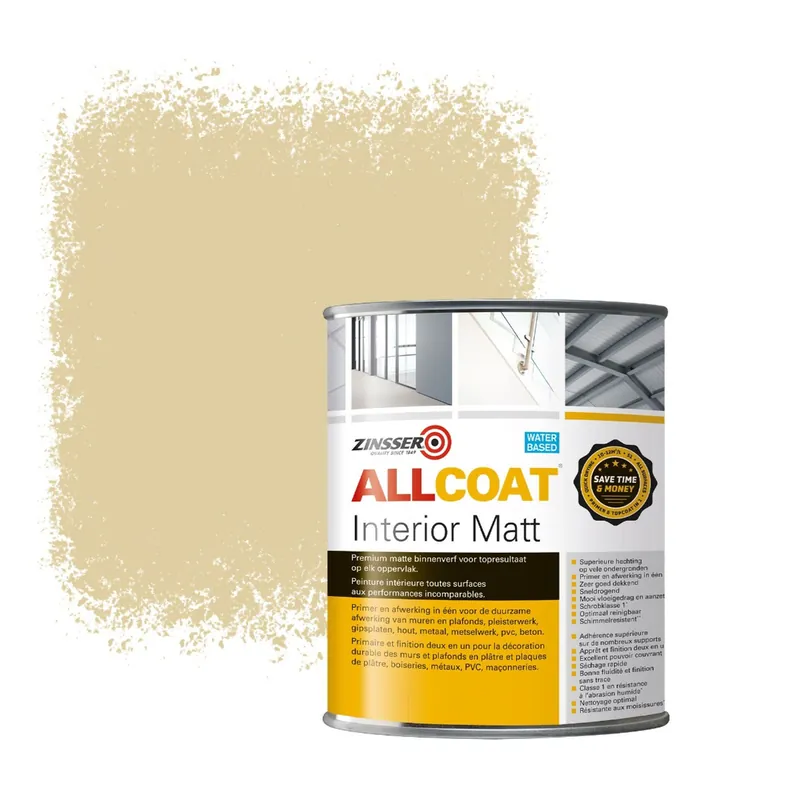 Rechtstreeks Van De Fabrikant Zinsser Allcoat Interior Muurverf RAL 1014 Ivoorkleurig - 1 liter