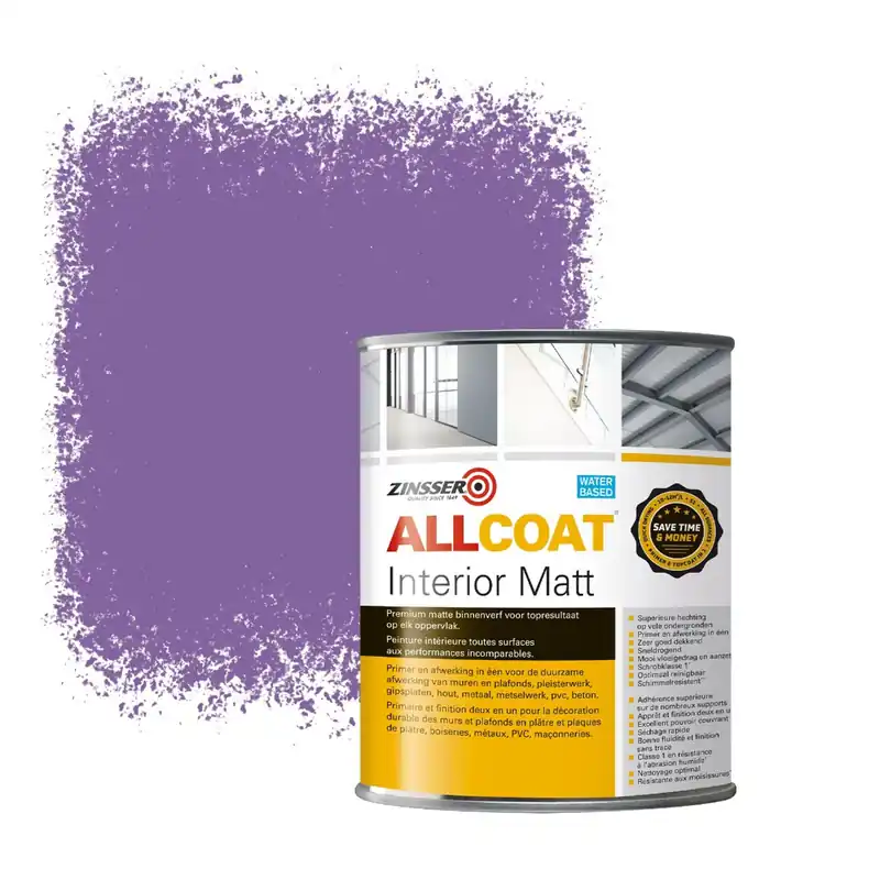 Korting Zinsser Allcoat Interior Muurverf RAL 4005 Blauwlila - 1 liter