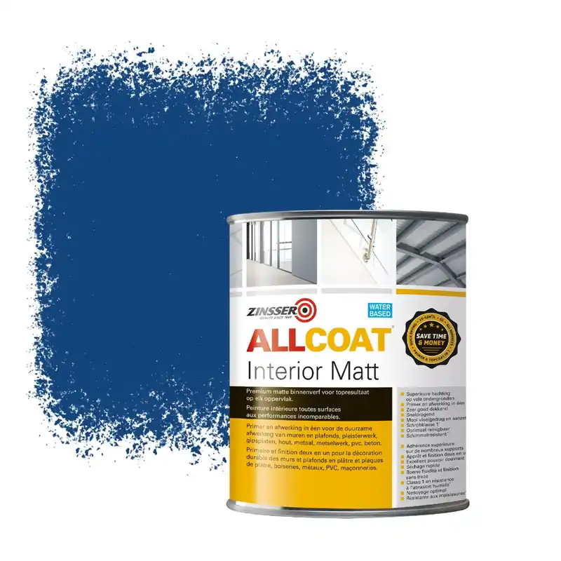 Bestel Nu Zinsser Allcoat Interior Muurverf RAL 5010 Gentiaanblauw - 1 liter