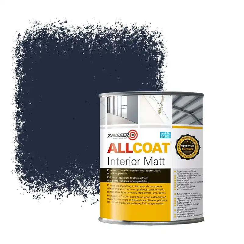 Zinsser Allcoat Interior Muurverf RAL 5011 Staalblauw - 1 liter Superprijs