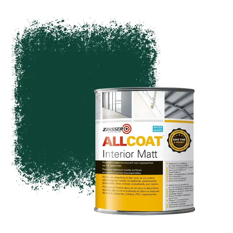 Zinsser Allcoat Interior Muurverf RAL 6005 Mosgroen - 1 liter Snelle Levering