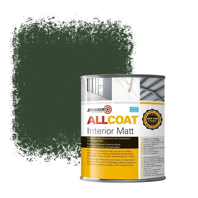 Goedkoop Zinsser Allcoat Interior Muurverf RAL 6020 Chroomgroen - 1 liter