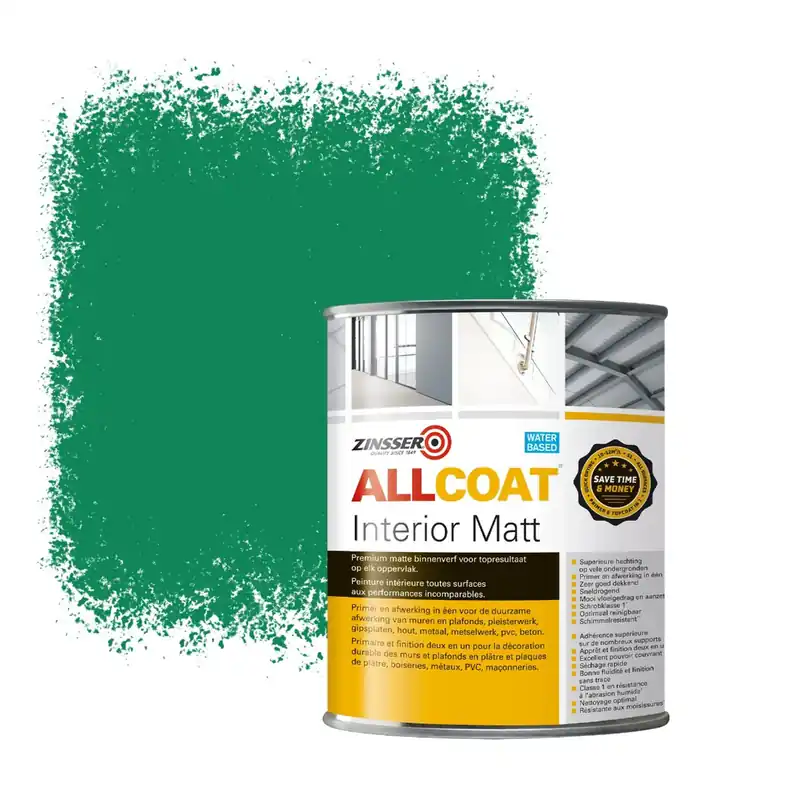 Zinsser Allcoat Interior Muurverf RAL 6032 Signaalgroen - 1 liter Dagaanbieding