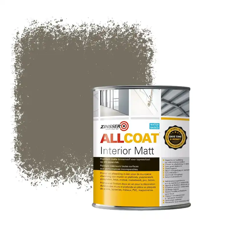 Zinsser Allcoat Interior Muurverf RAL 7006 Beigegrijs - 1 liter Gereduceerde Prijs