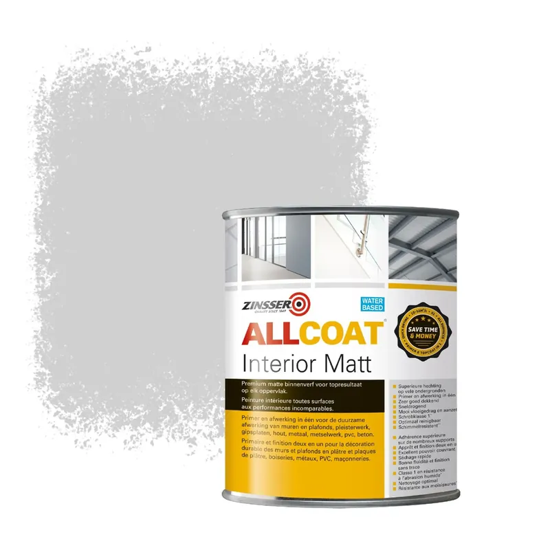 Zinsser Allcoat Interior Muurverf RAL 7047 Telegrijs 4 - 1 liter Veilige Betaling