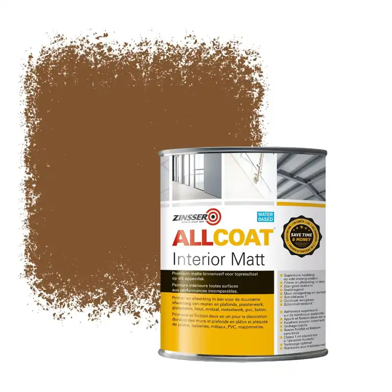 Rechtstreeks Van De Fabrikant Zinsser Allcoat Interior Muurverf RAL 8003 Klei bruin - 1 liter