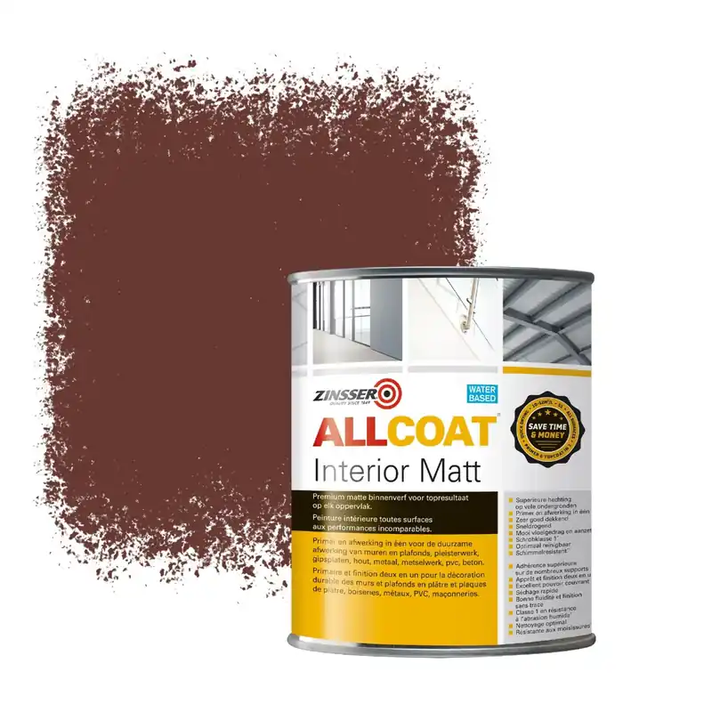 Zinsser Allcoat Interior Muurverf RAL 8012 Roodbruin - 1 liter Betaalbaar