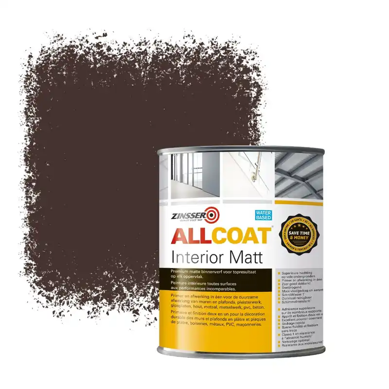 Beperkt Aanbod Zinsser Allcoat Interior Muurverf RAL 8017 Chocoladebruin - 1 liter