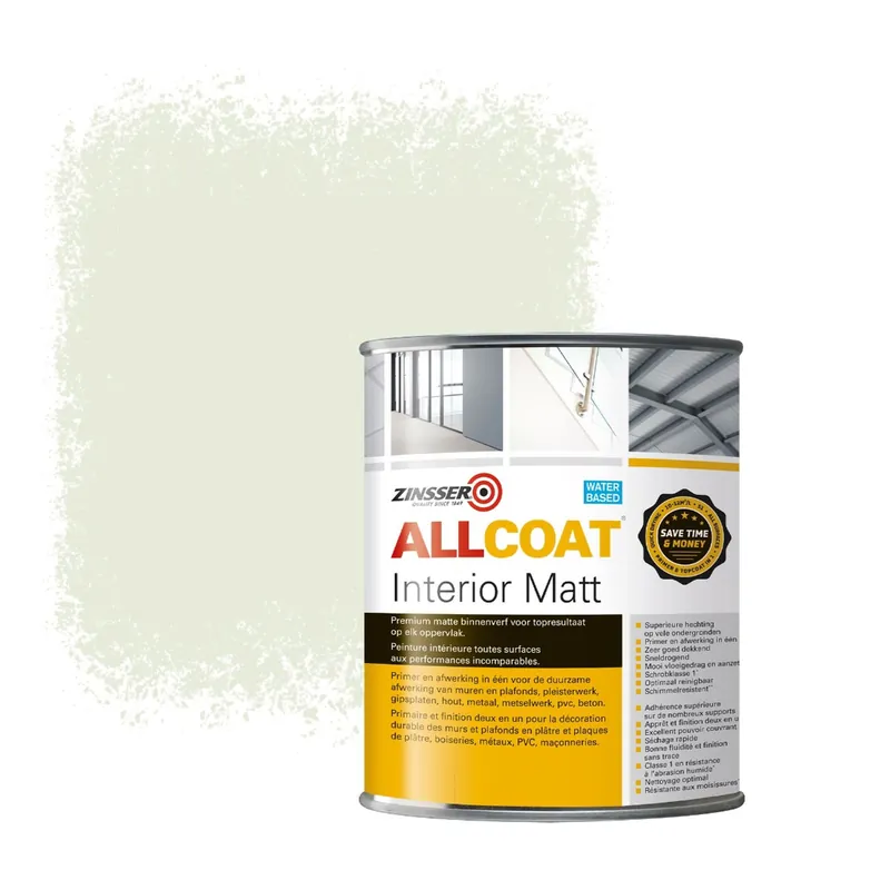 Zinsser Allcoat Interior Muurverf RAL 9002 Grijswit - 1 liter Voordeelprijs