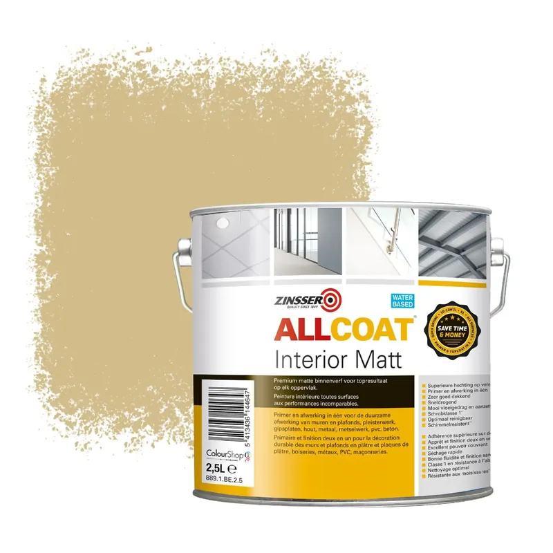 Zinsser Allcoat Interior Muurverf RAL 1001 Beige - 2,5 liter Merkproduct