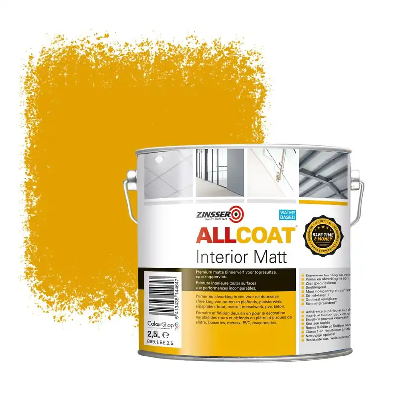 Zinsser Allcoat Interior Muurverf RAL 1006 Maisgeel - 2,5 liter Laatste Versie