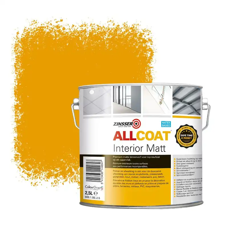 Nieuw Zinsser Allcoat Interior Muurverf RAL 1007 Narcissengeel - 2,5 liter