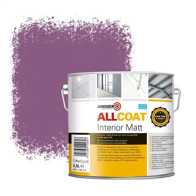 Zinsser Allcoat Interior Muurverf RAL 4001 Roodlila - 2,5 liter Tijdelijk Beschikbaar