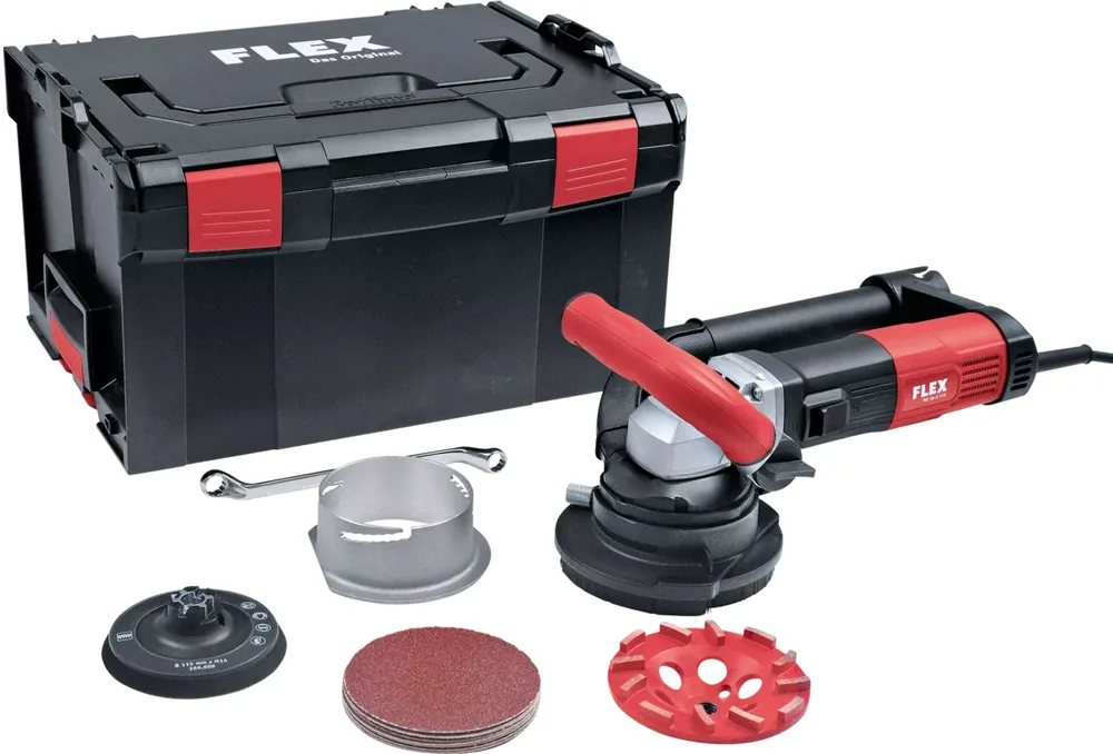 Aanbieding FLEX RE 16-5 115 KIT E-Jet Betonschuurmachine in Systainer + Diamantschijf & accessoires