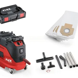 Populair FLEX VCE 33 L AC-Kit Industrie Schuurstofzuiger 1200 Watt met 30 liter ketel (incl reinigingsset, stofzakken en koffer)