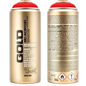 Lage Kosten Montana GOLD Fluor Verf VUURROOD spuitbus 400ml