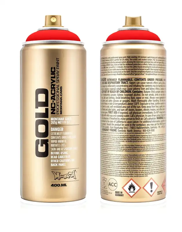 Lage Kosten Montana GOLD Fluor Verf VUURROOD spuitbus 400ml