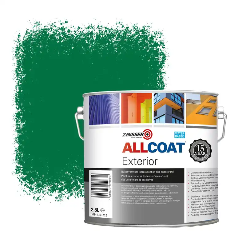 Zinsser Allcoat Exterior Muurverf RAL 6029 Mintgroen - 2,5 liter Premium