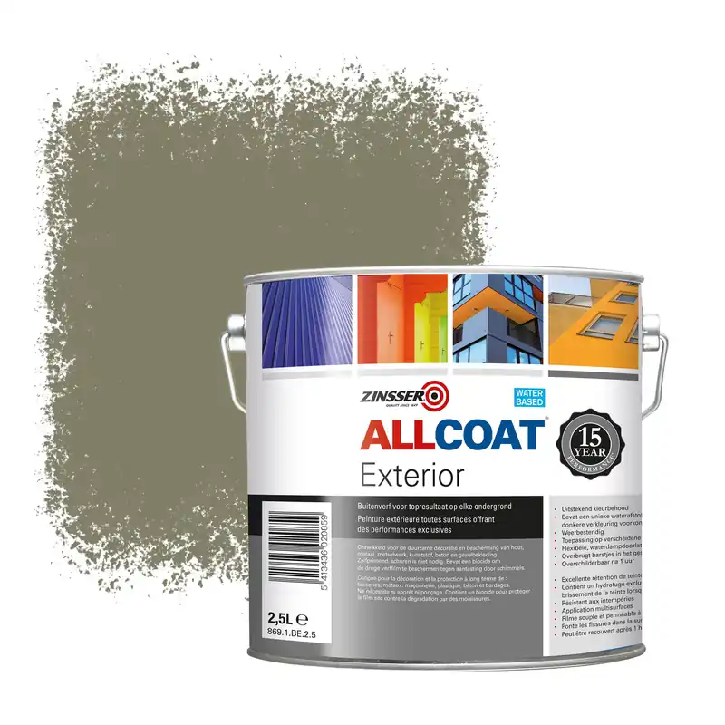 Zinsser Allcoat Exterior Muurverf RAL 7002 Olijfgrijs - 2,5 liter Superprijs