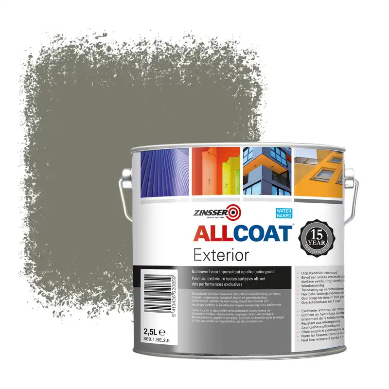 Zinsser Allcoat Exterior Muurverf RAL 7003 Mosgrijs - 2,5 liter Superprijs