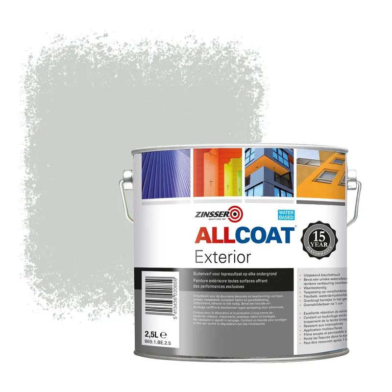 Zinsser Allcoat Exterior Muurverf RAL 7035 Lichtgrijs - 2,5 liter Nu Kopen