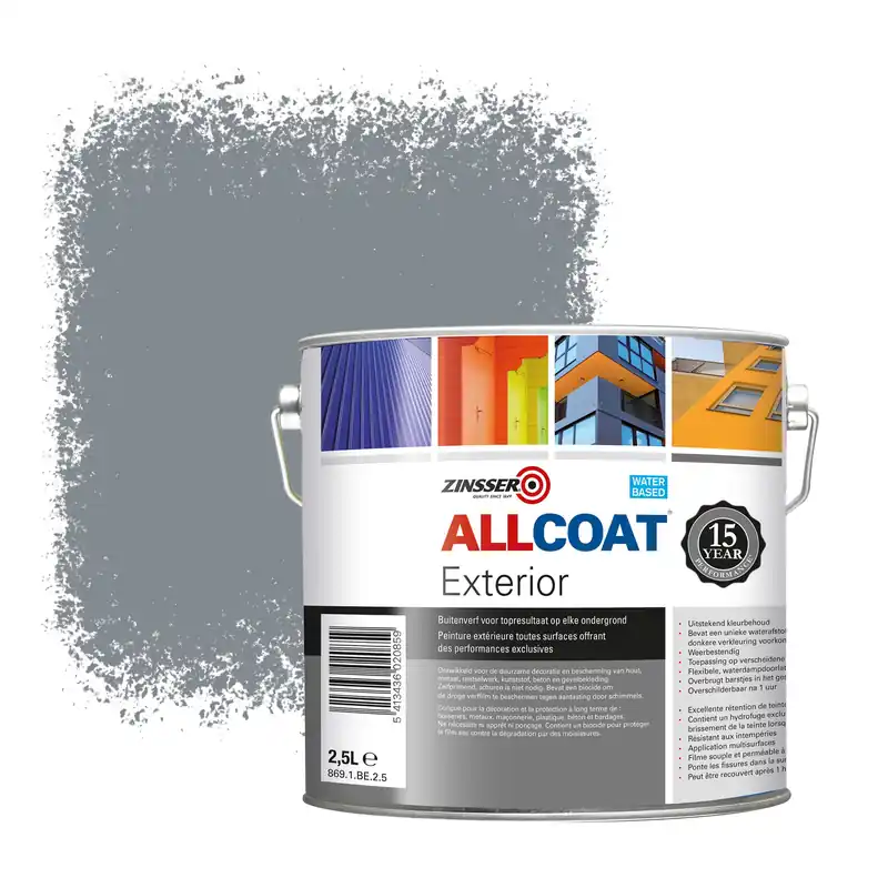 Shop Nu Zinsser Allcoat Exterior Muurverf RAL 7046 Telegrijs 2 - 2,5 liter