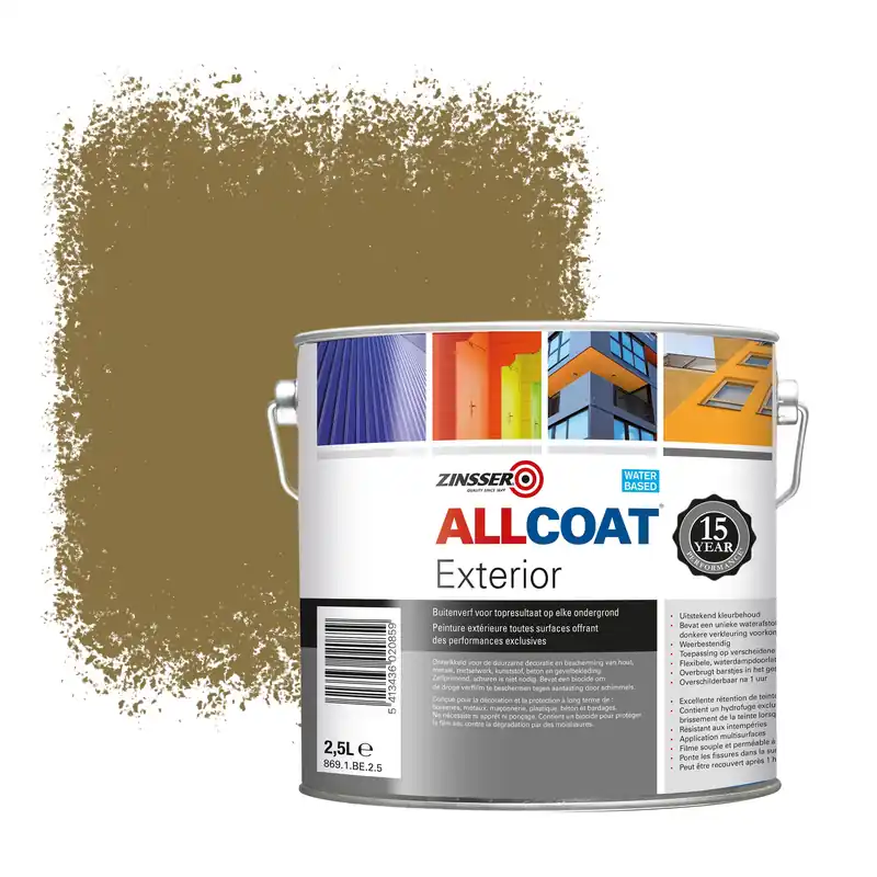 Actieprijs Zinsser Allcoat Exterior Muurverf RAL 8000 Groenbruin - 2,5 liter