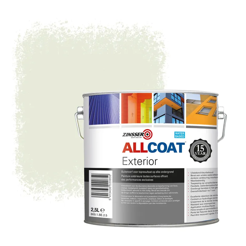 Seizoensaanbieding Zinsser Allcoat Exterior Muurverf RAL 9002 Grijswit - 2,5 liter