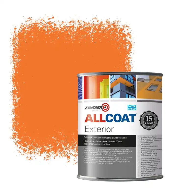 Weekendaanbieding Zinsser Allcoat Exterior Muurverf RAL 2008 Licht Roodoranje - 1 liter