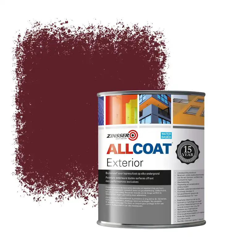 Must-Have Zinsser Allcoat Exterior Muurverf RAL 3005 Wijnrood - 1 liter