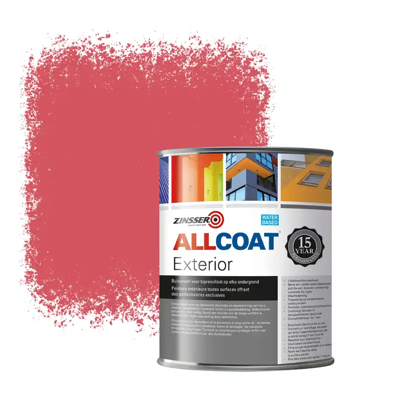 Zinsser Allcoat Exterior Muurverf RAL 3017 Roze - 1 liter Exclusieve Aanbieding