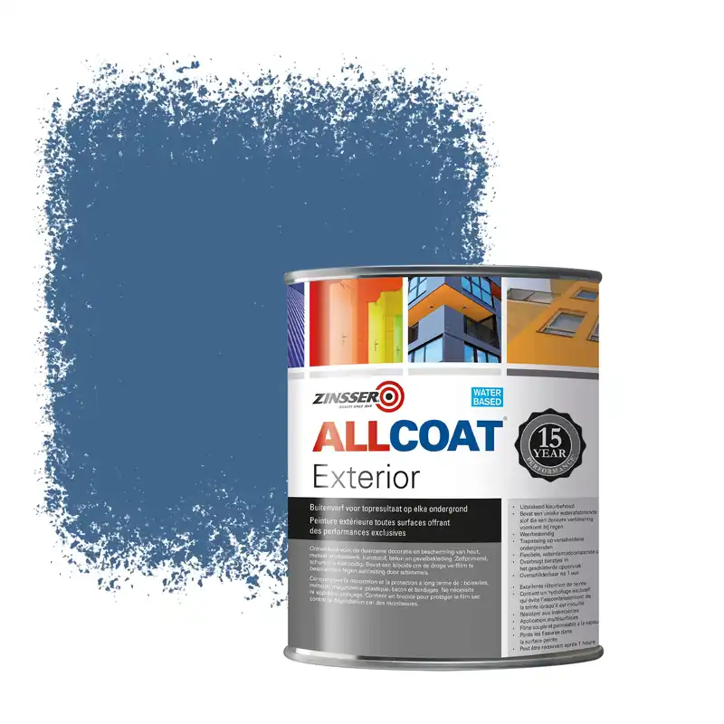 Direct Verzonden Zinsser Allcoat Exterior Muurverf RAL 5007 Briljantblauw - 1 liter